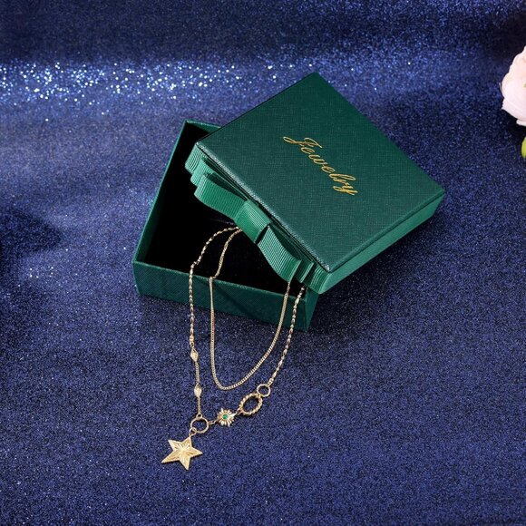 Women's Dainty Gold Trendy Layered Choker Starfish Starfish Turquoise Necklace - Picture 6 of 7